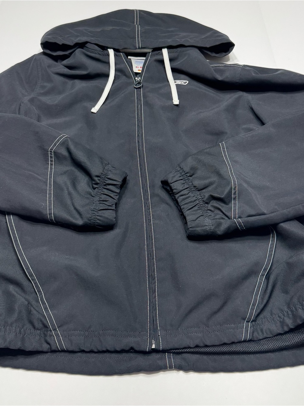 Reebok Black Hooded Utility Jacket with White Drawcords